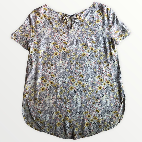 LC Lauren Conrad GreyYellow Floral Blouse Size M - Picture 5 of 8